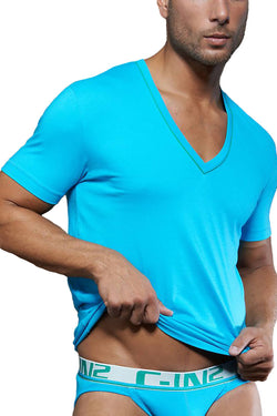 C-IN2 Scuba Blue Pop Color V-Neck thumbnail 1