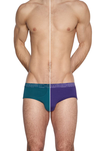 C-IN2 Tanager-Teal/Purple-Label Slash Mid-Rise Brief 2-Pack