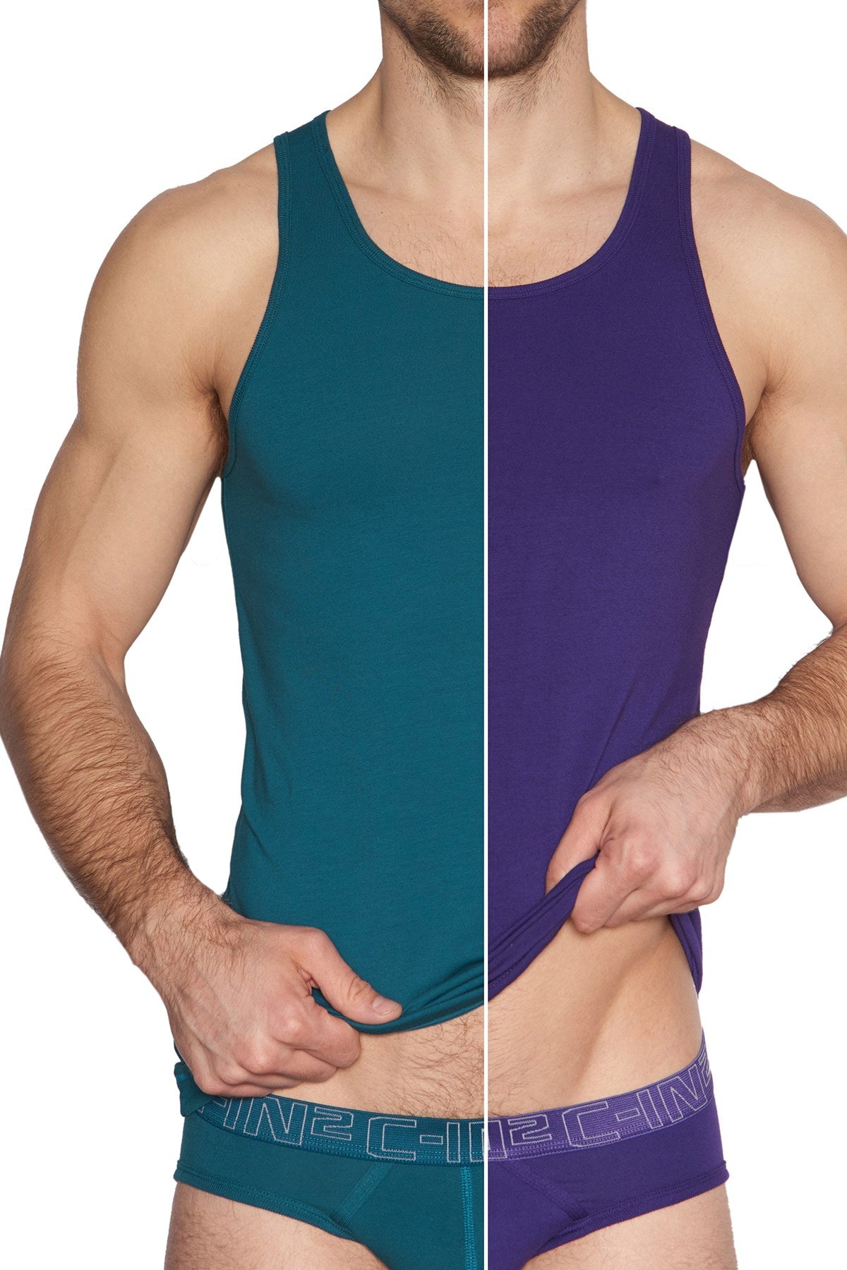 C-IN2 Tanager-Teal/Purple-Label Stretch Tank 2-Pack