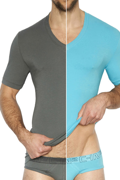 C-IN2 Wallstreet/Splash Stretch V-Neck Tee 2-Pack