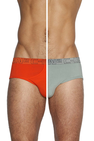 C-IN2 Wild-Fire/Chain-Grey Slash Mid-Rise Brief 2-Pack