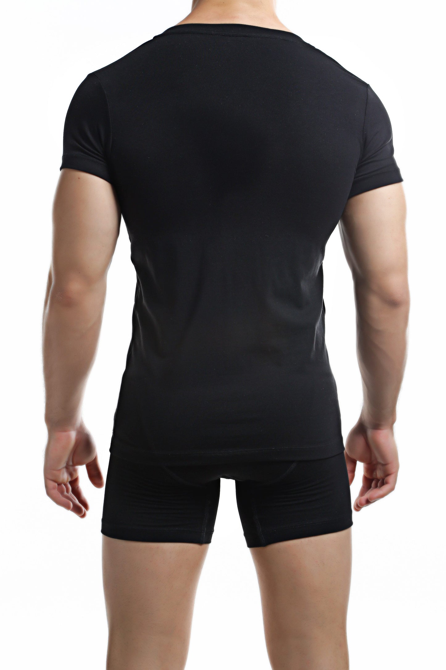 C4M Black Deep V Neck Shirt