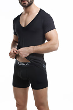 C4M Black Deep V Neck Shirt thumbnail 2