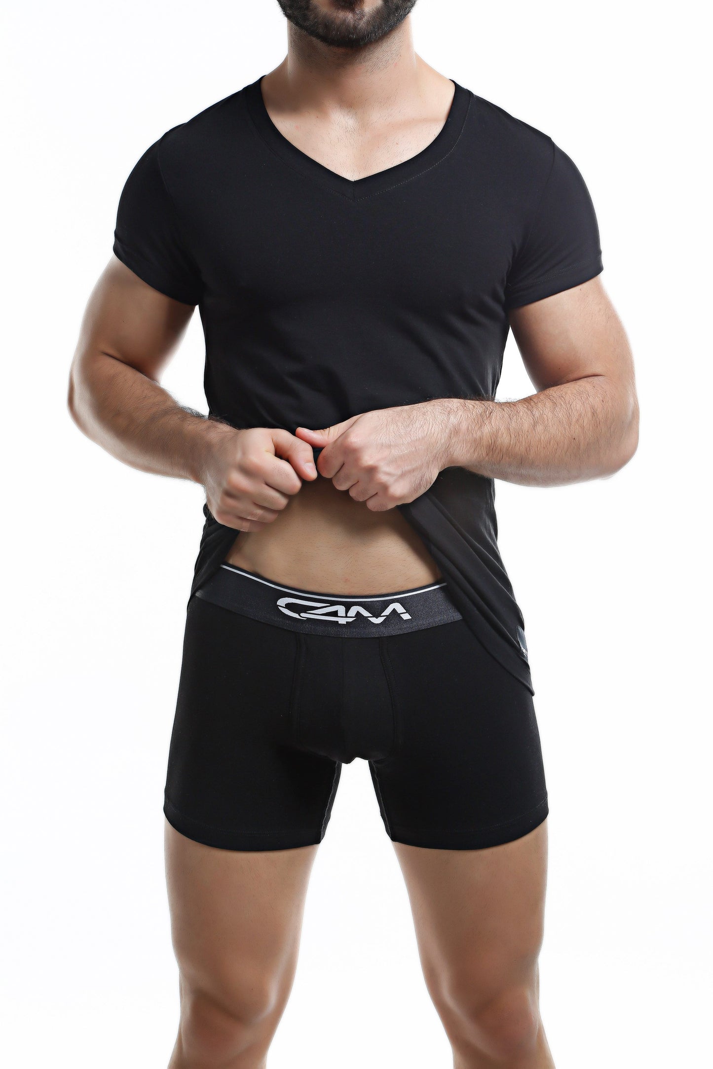 C4M Black V Neck Shirt