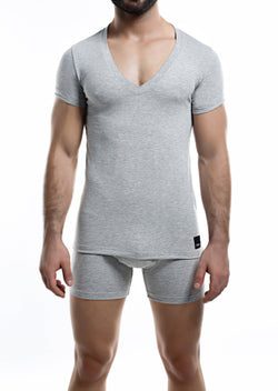 C4M Grey Deep V Neck Shirt thumbnail 1