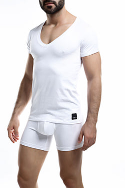C4M White Deep V Neck Shirt thumbnail 1