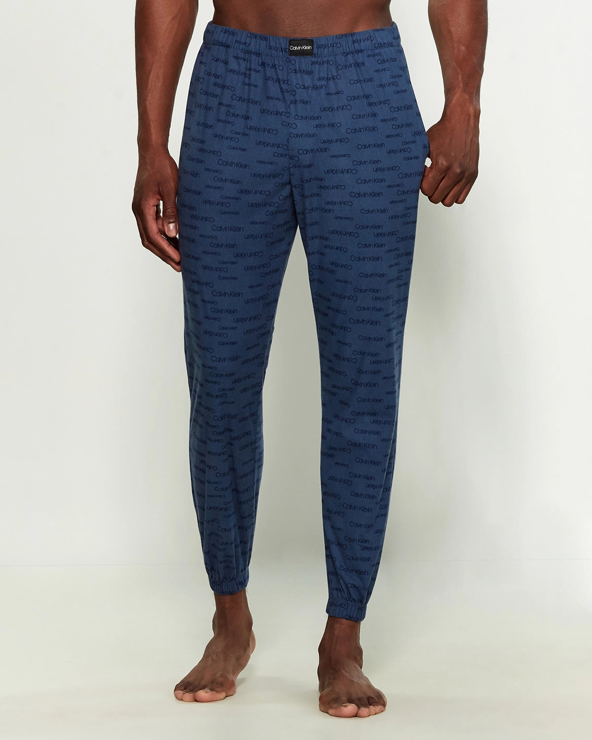 Calcin Mens Sleepwear Large Fleece Logo Jogger Lounge Blue