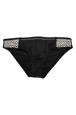 California Waves Black Crochet Trim Hipster Bikini Bottom thumbnail 3