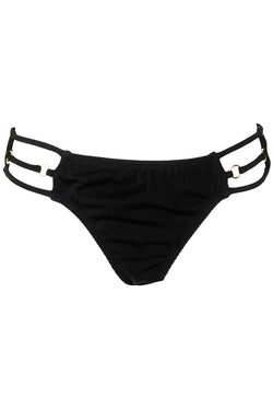 California Waves Black Ribbed Strappy Hipster Bikini Bottom thumbnail 2