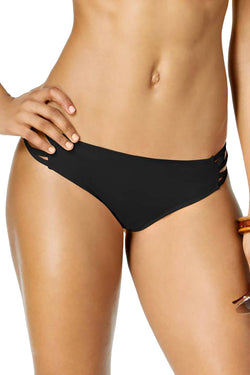 California Waves Black Strappy Hipster Bikini Bottom thumbnail 2