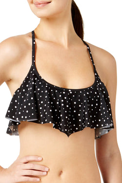 California Waves Black/White Space Dot Macramé back Bikini Top thumbnail 2