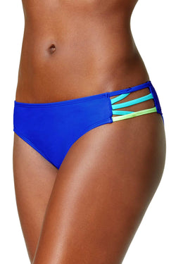 California Waves Blue Strappy Hipster Bikini Bottom thumbnail 1
