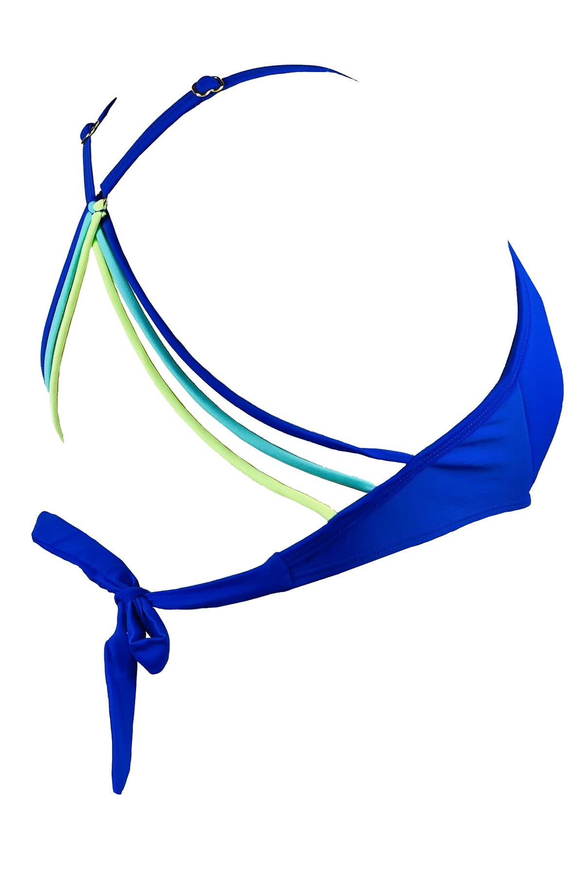 California Waves Blue Twist-Front Underwire Push-Up Bikini Top
