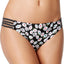 California Waves Daisy Duke Floral Strappy Bikini Bottom in Black/Neon