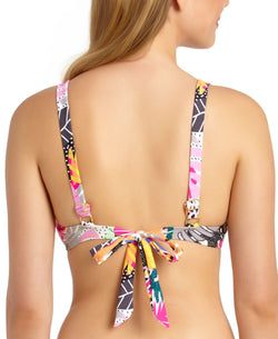 California Waves Juniors' Printed Bralette Bikini Top Available In D/dd Multi thumbnail 2