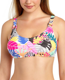 California Waves Juniors' Printed Bralette Bikini Top Available In D/dd Multi thumbnail 4