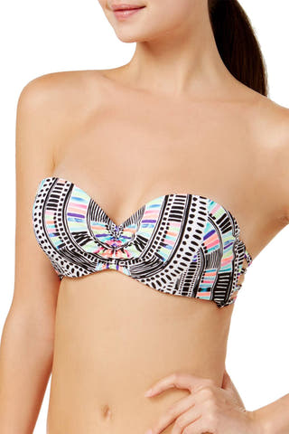 California Waves Multicolor Sea Glass Strappy Underwire Pushup Bikini Top