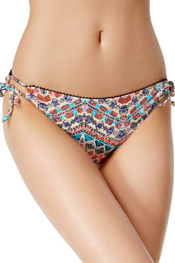 California Waves Multicolor Tribal Print Keyhole Hipster Bikini Bottom thumbnail 1