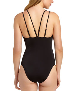 California Waves Ribbed One-piece Swimsuit Black thumbnail 4