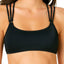 California Waves Ribbed Strappy Back Bralette Bikini Top in Black