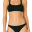 California Waves Ribbed Strappy Back Bralette Bikini Top in Black