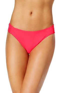 California Waves Side Tab Cheeky Bikini Bottom in Neon Coral thumbnail 3