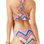 California Waves Under The Sun Printed Strappy Bikini Bottom in Multicolor
