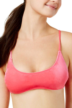 California Waves Velvet Bralette Bikini Top in Pink thumbnail 2