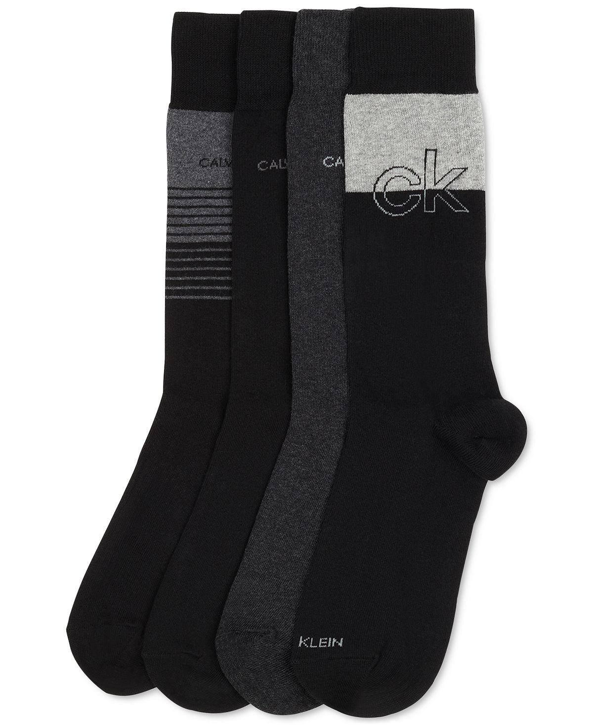 Calvin Klein 4-pk. Iconic Logo Dress Crew Socks Black Assorted