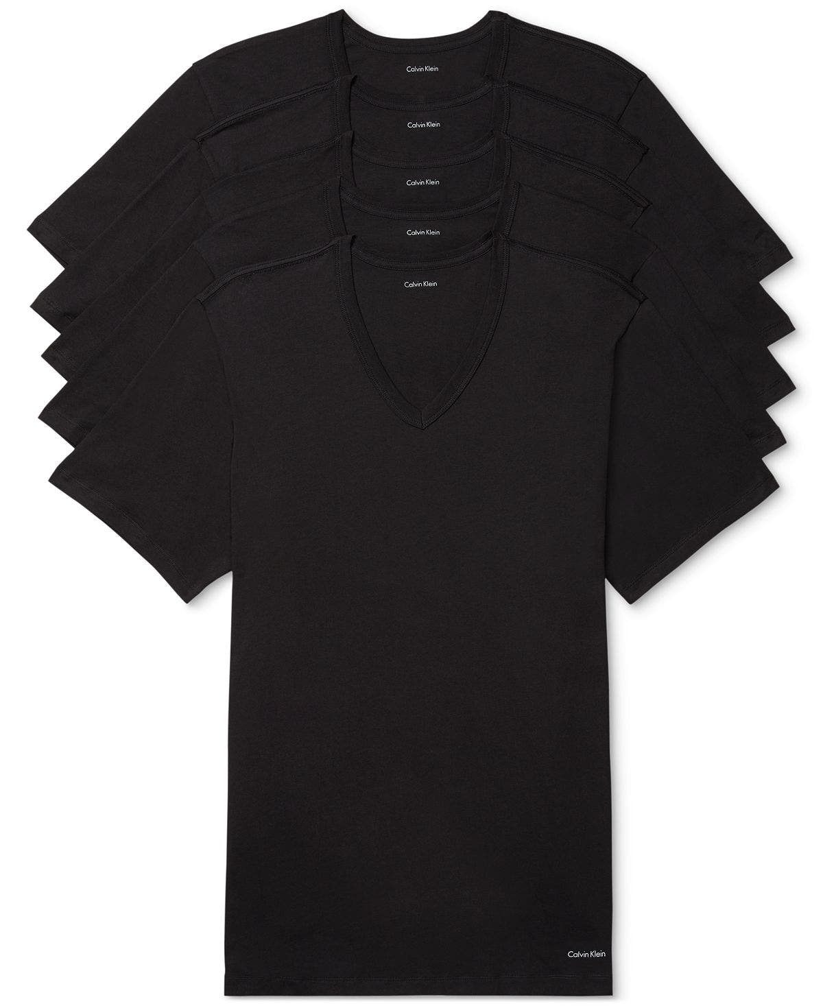 Calvin Klein 5-pk. Cotton Classics Slim V-neck Undershirts Black