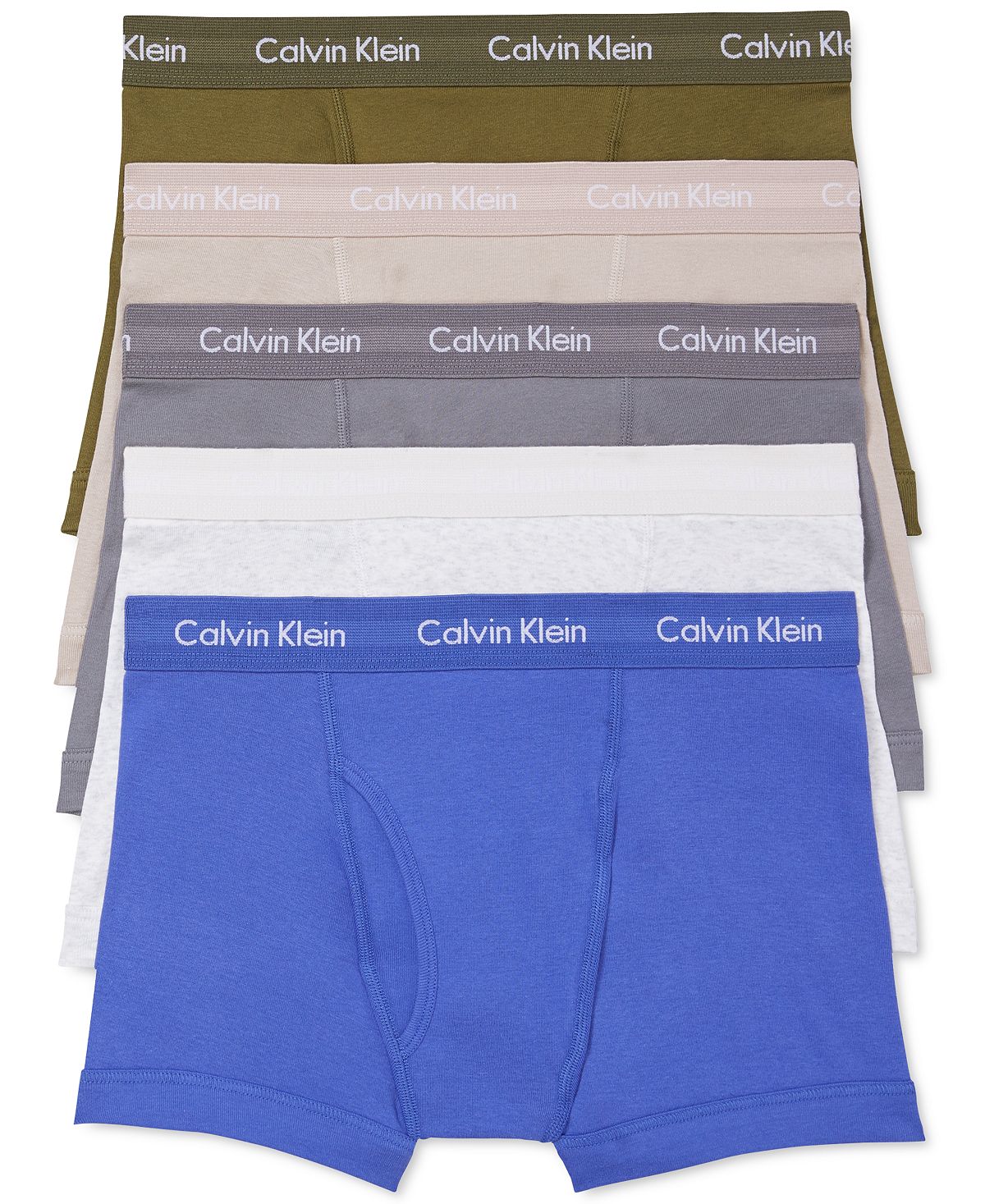 Calvin Klein 5-pk. Cotton Classics Trunks Oxford Tan, Heather, Green, Smoke
