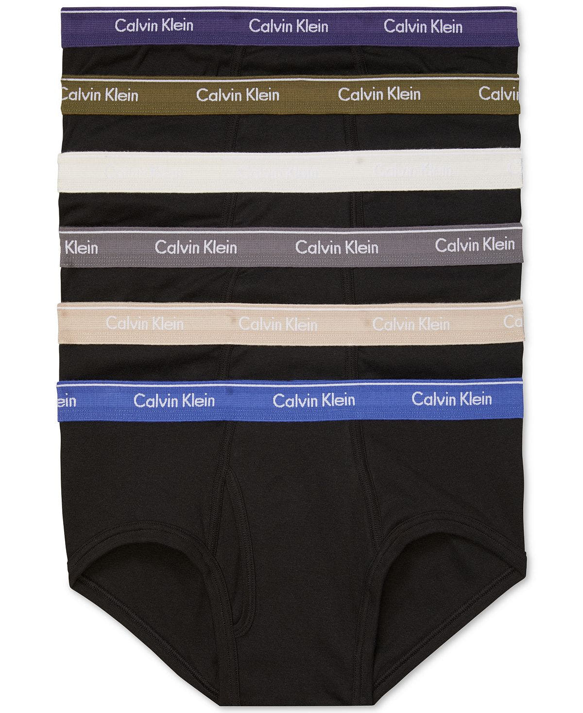 Calvin Klein 6-pk. Cotton Classic Briefs Black W/ Multicolor Waistband
