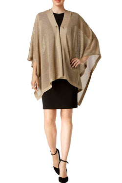Calvin Klein Almond/Gold Open Knit Metallic Cape thumbnail 2