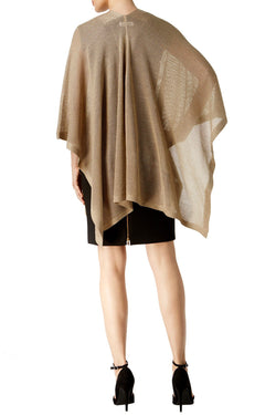 Calvin Klein Almond/Gold Open Knit Metallic Cape thumbnail 3