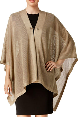Calvin Klein Almond/Gold Open Knit Metallic Cape thumbnail 1