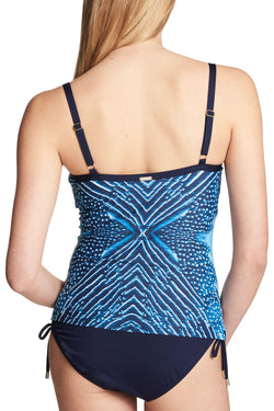 Calvin Klein Artemis Printed Tankini Top in Navy thumbnail 2