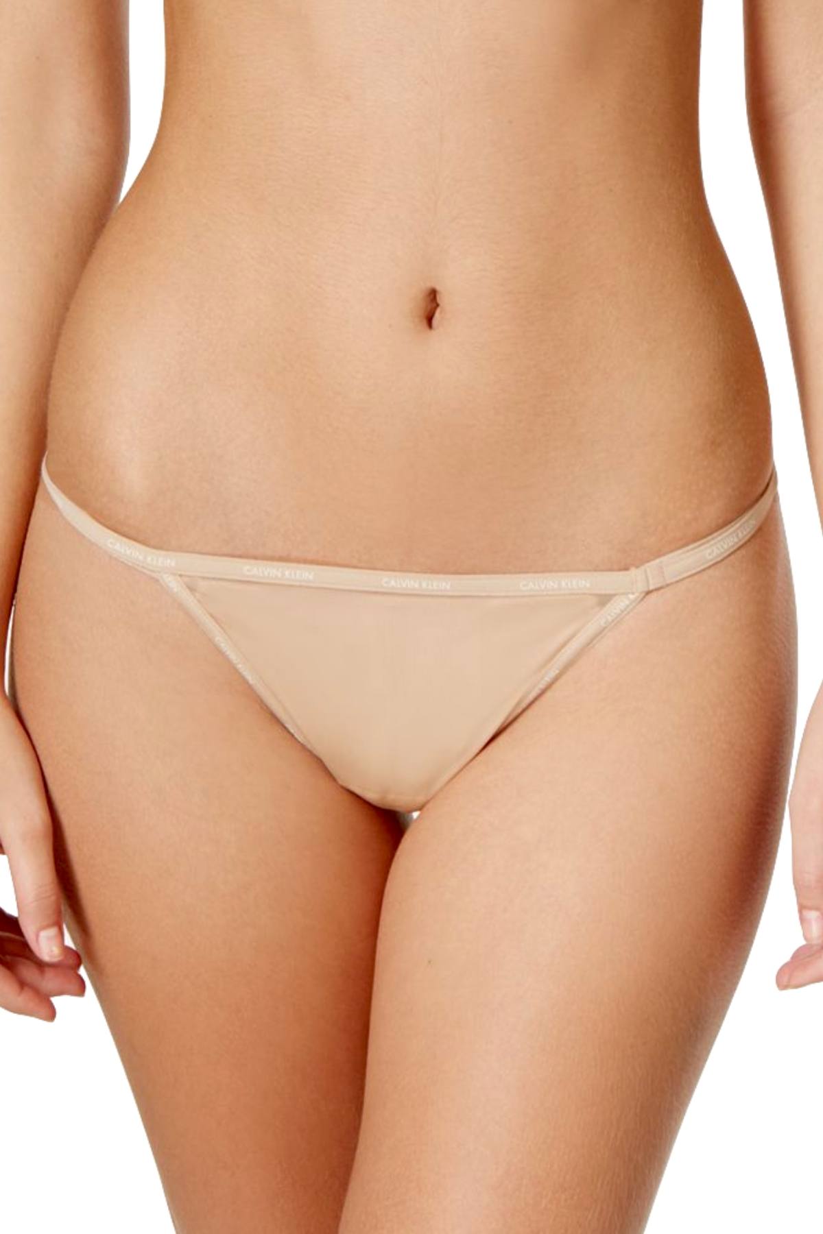 Calvin Klein Bare-Nude Sheer Marquisette Smooth String-Thong