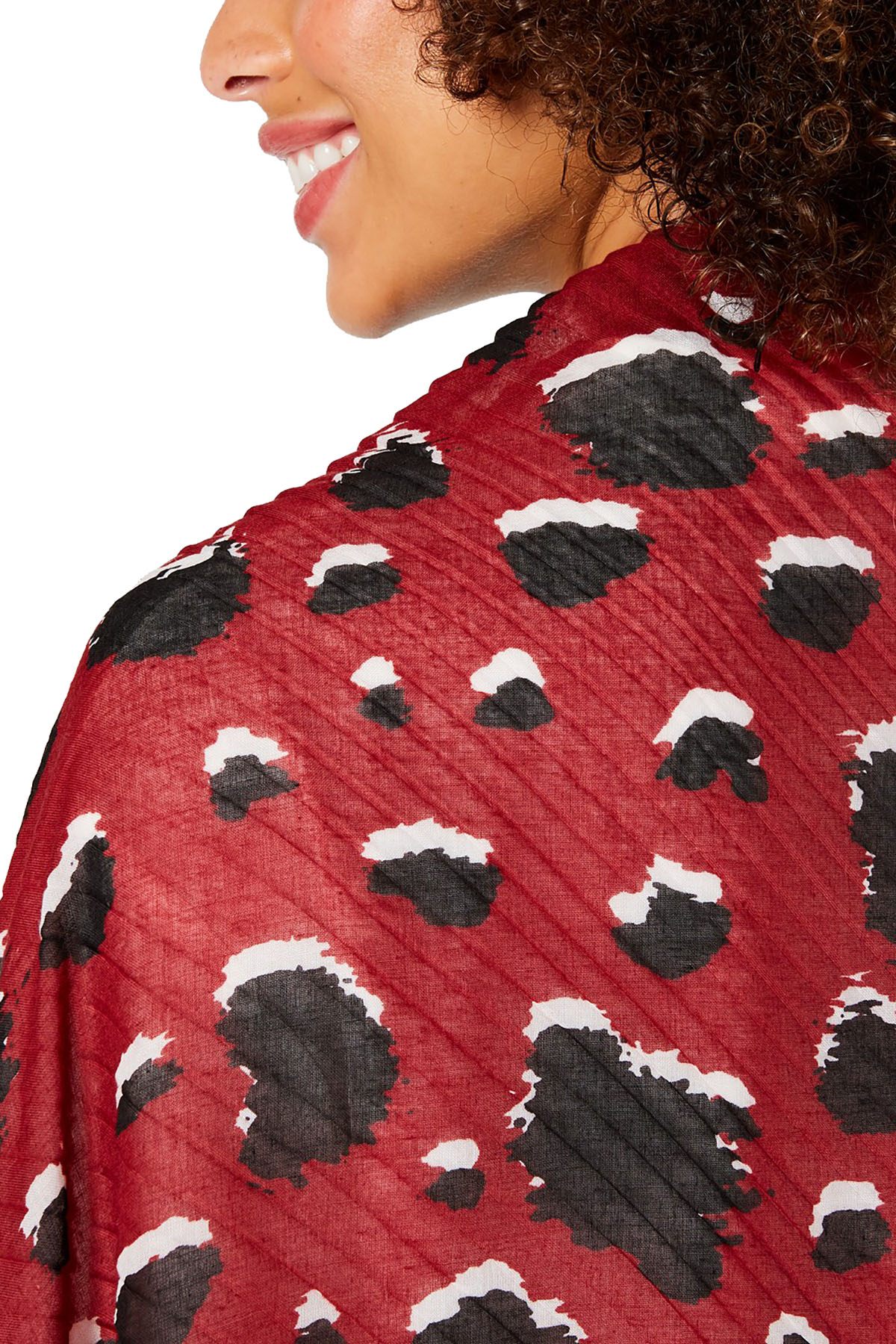Calvin Klein Barn Red Leopard Pleated Scarf