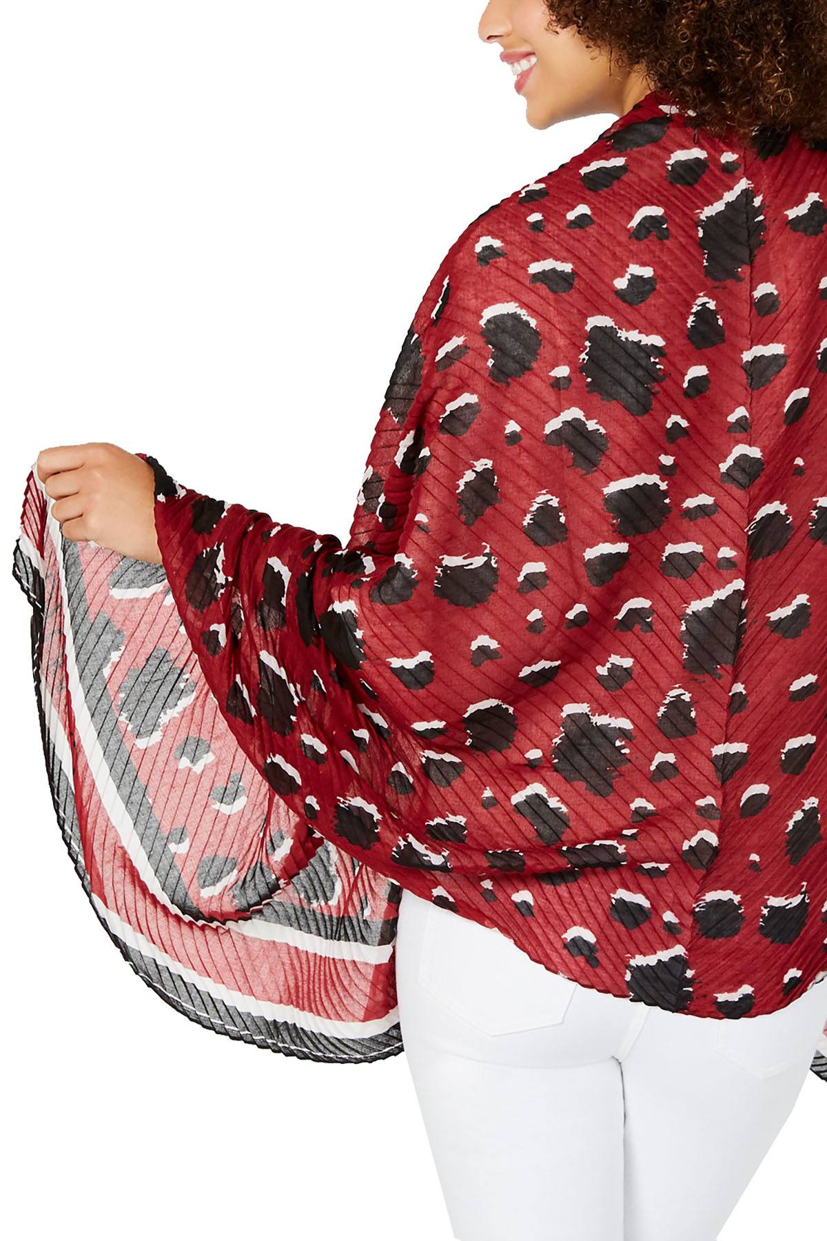 Calvin Klein Barn Red Leopard Pleated Scarf