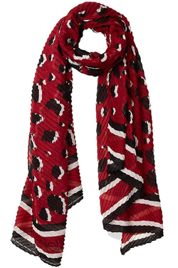 Calvin Klein Barn Red Leopard Pleated Scarf thumbnail 4