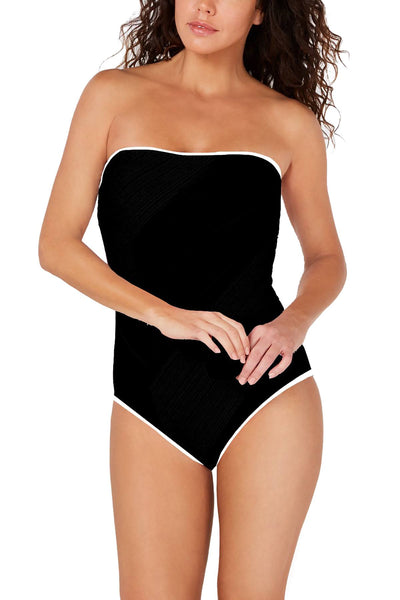 Calvin Klein Black Contour-Lux Bandeau Convertible One-Piece Swimsuit