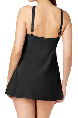 Calvin Klein Black High-Neck Twist-Front Swimdress thumbnail 3