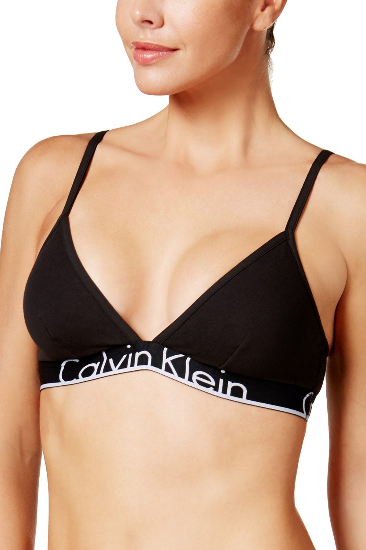 Calvin Klein Black ID Cotton Logo Triangle Bralette