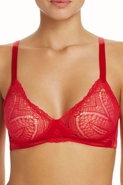 Calvin Klein Black Label Audacious Unlined Lace/Satin Bralette in Empower Red thumbnail 2