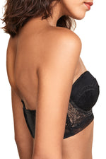 Calvin Klein Black Label Crackled Lace Lightly Lined Strapless Demi Bra in Black