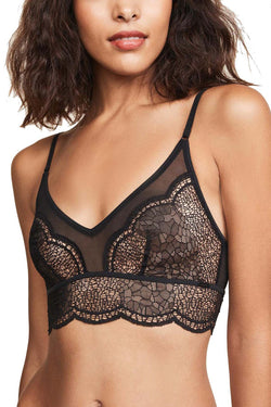 Calvin Klein Black Label Crackled Lace Triangle Bralette in Black thumbnail 1