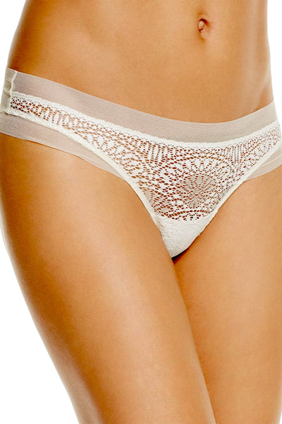 Calvin Klein Black Label Endless Sheer Lace Limited Edition Thong in Ivory