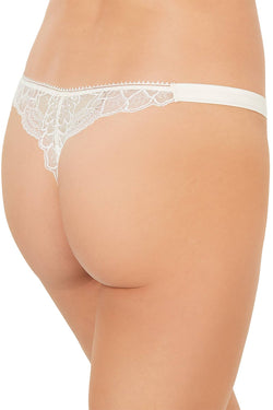 Calvin Klein Black Label Fan Floral Lace Thong in Ivory thumbnail 2