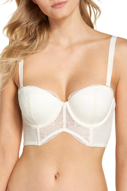 Calvin Klein Black Label Rose Lace Strapless Longline Bra in Ivory thumbnail 1