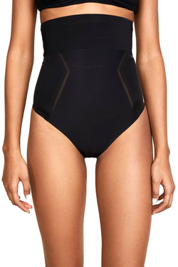 Calvin Klein Black Label Sculpted Moderate Control High Waist Thong in Black thumbnail 4